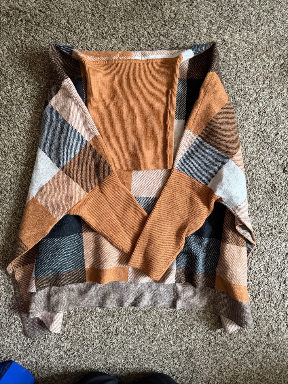 Zenana Outfitters Plaid Open-Front Cardigan in Rust, Cream, Gray